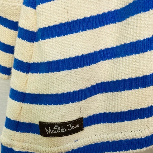🔥 Matilda Jane• blue and white striped Midway hooded cardigan Size Large - Picture 8 of 10